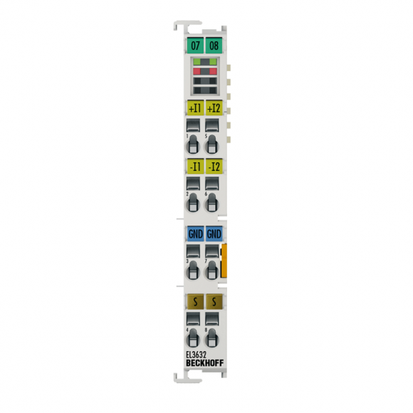 Nouveau terminal EtherCAT EL3632 BECKHOFF, entrée analogique 2 canaux, IEPE/accéléromètre, 16 bits, 50 ksps