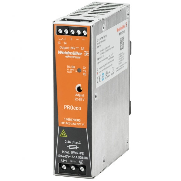 Nouveau PRO ECO 72W 24V 3A weidmueller Bloc d'alimentation, bloc d'alimentation à découpage, 24 V, N° de commande : 1469470000